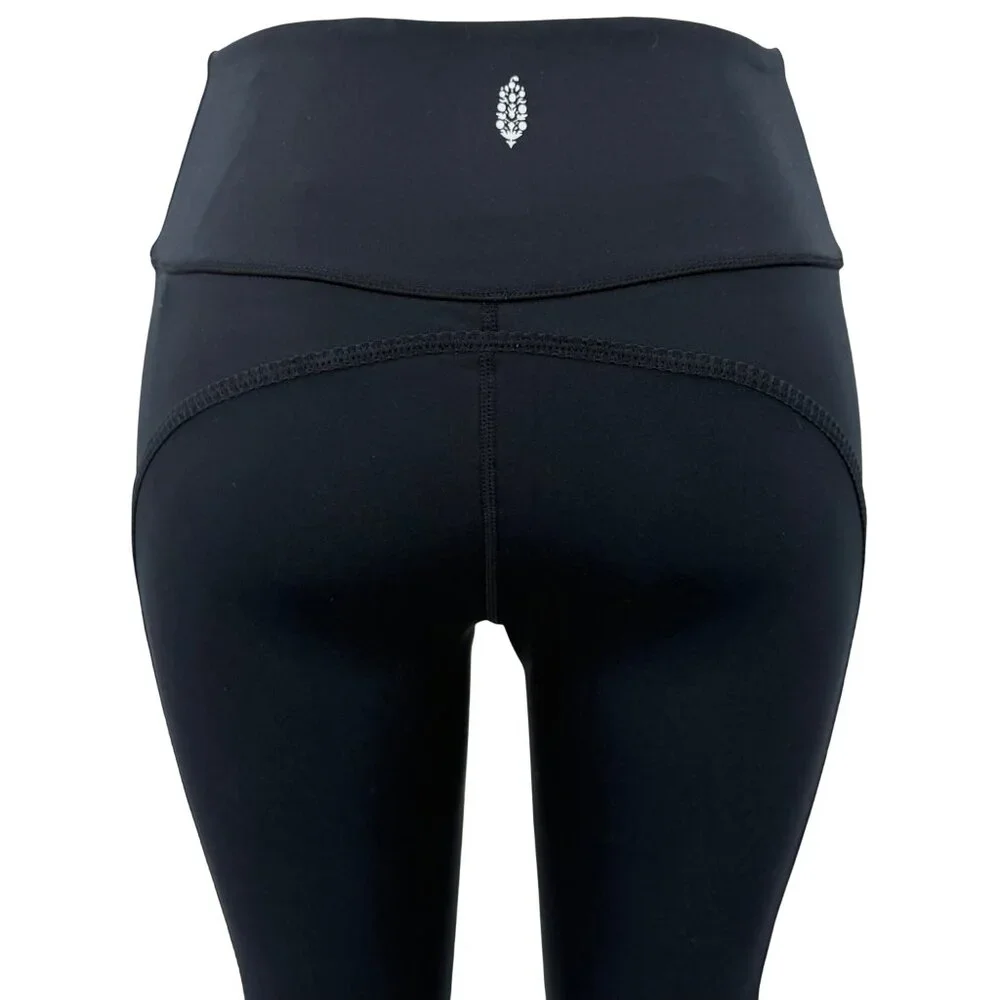 NWOT Free People Black Slit Weave High Waist Athletic Leggings | Athleisure M - Picture 10 of 16